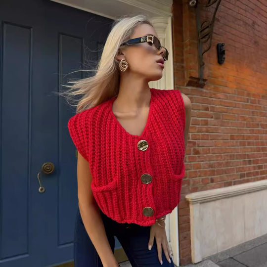 Damen Strickweste mit Taschen Heidi-Mode