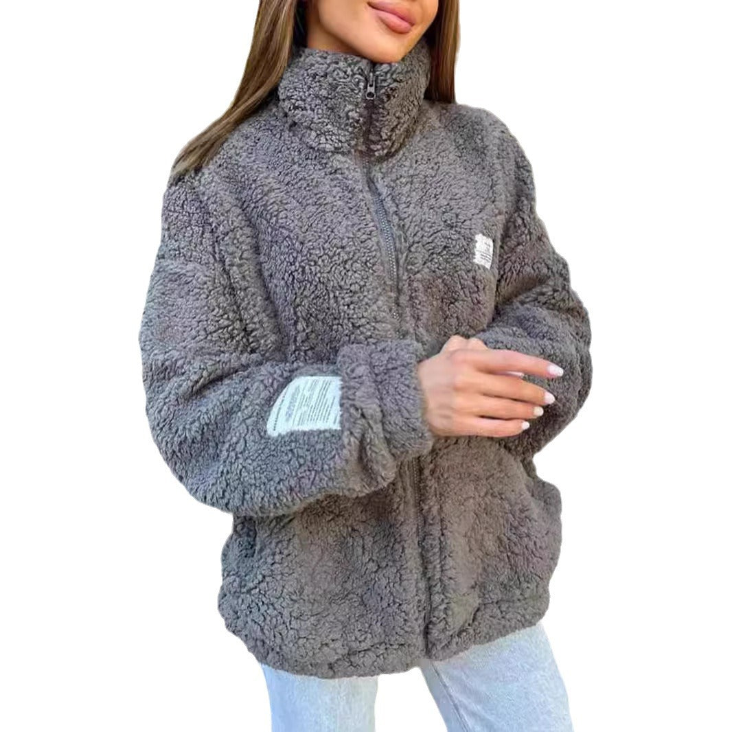 Damen Fleecejacke mit weichem Innenfutter und hoher Kragen Heidi-Mode