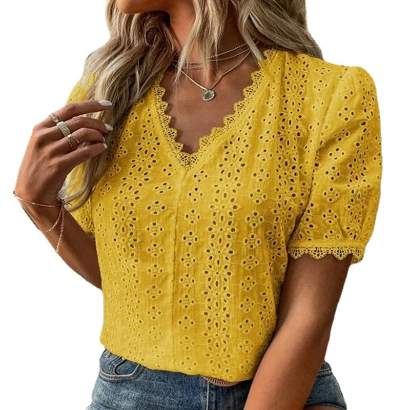 Damen Bluse mit Lochstickerei Heidi-Mode