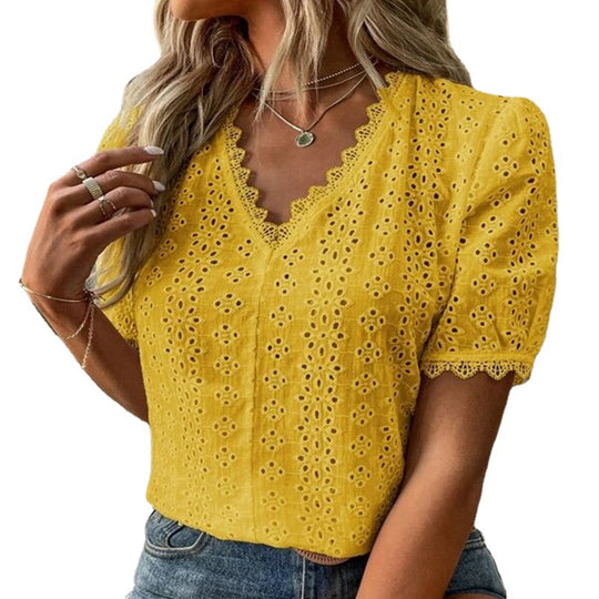 Damen Bluse mit Lochstickerei Heidi-Mode