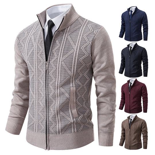 Herren Strickjacke mit modernem Zopfmuster Heidi-Mode