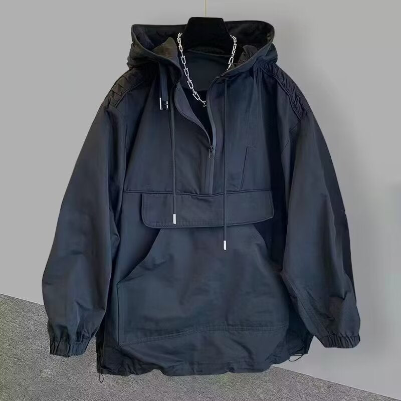 Damen lässige Anorakjacke mit verstellbarem Kapuzensystem und großzügiger Tasche Heidi-Mode