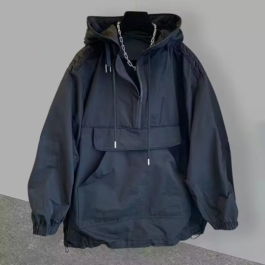 Damen lässige Anorakjacke mit verstellbarem Kapuzensystem und großzügiger Tasche Heidi-Mode