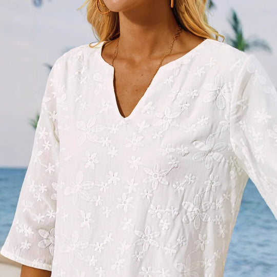 Damen Tunika-Kleid mit floralem Stickdesign Heidi-Mode