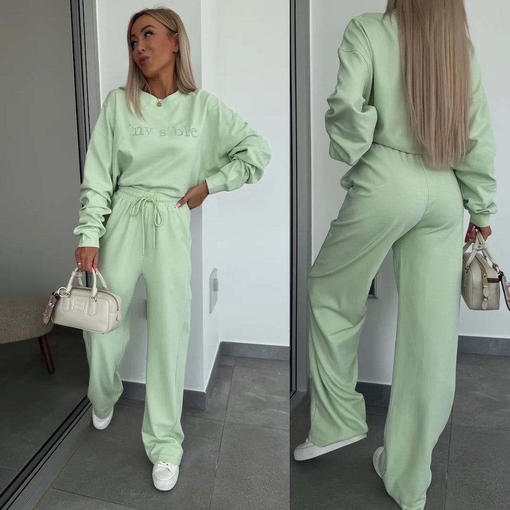 Damen lässiges Freizeit-Set mit oversized Sweatshirt und Jogginghose Heidi-Mode