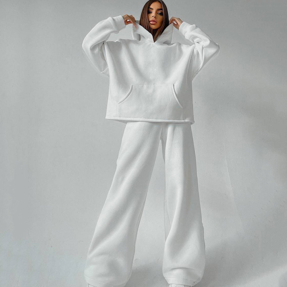 Damen lässiges Oversized Hoodie- und Wide Leg Hosen Set Heidi-Mode