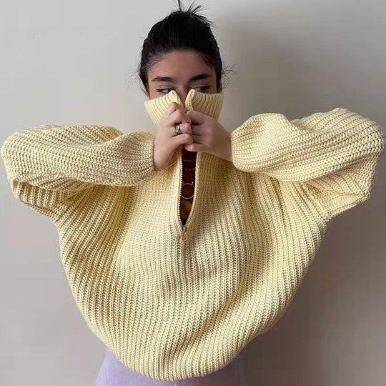 Damen Strickpullover mit Stehkragen Heidi-Mode