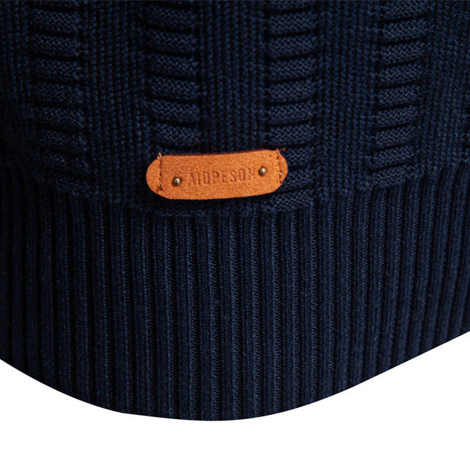 Herren Pullover mit strukturiertem Design und halbem Reißverschluss Heidi-Mode