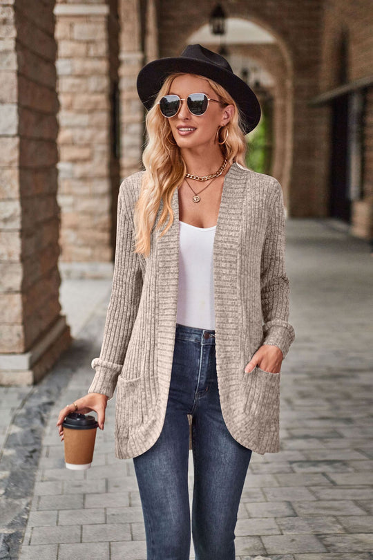 Damen Strickjacke mit strukturiertem Muster und praktischen Taschen Heidi-Mode