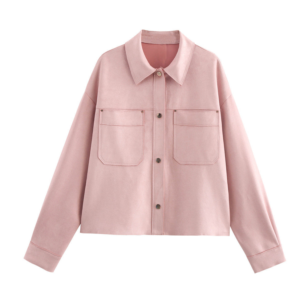 Damen lässige Jacke mit doppelten Brusttaschen und elegantem Kragen Heidi-Mode