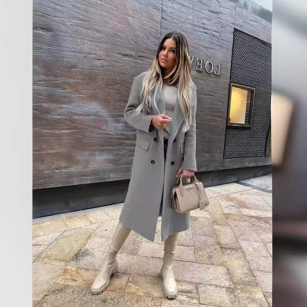 Damen Eleganter und zeitloser Wool Coat mit Doppelreiher Heidi-Mode