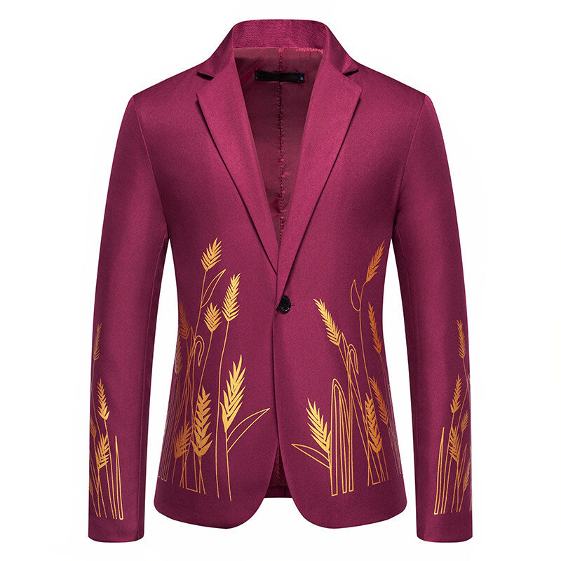 Damen Eleganter Blazer mit kunstvollem Pflanzenmuster und feiner Textur Heidi-Mode