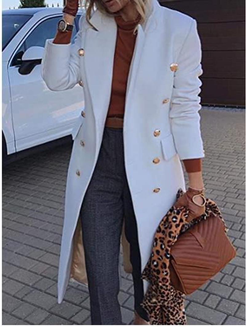 Damen Eleganter Doppelreiher-Mantel mit goldenen Knöpfen und taillierter Passform Heidi-Mode