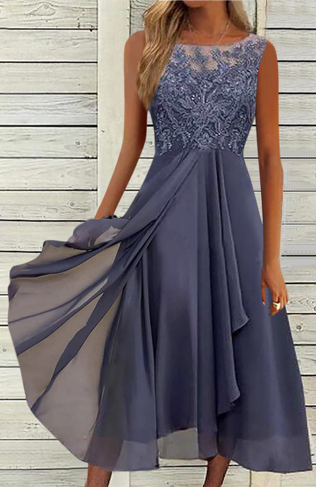 Damen elegante Cocktailkleid mit kunstvollen Spitzenakzenten Heidi-Mode