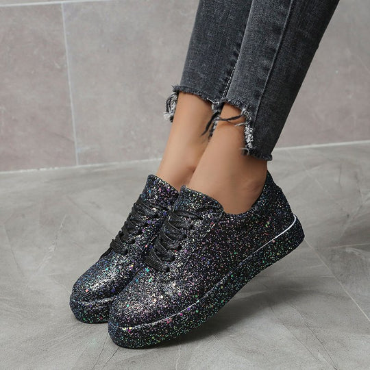 Damen Glitzernde Freizeit-Sneaker mit atmungsaktiver Sohle und rutschfestem Design Heidi-Mode
