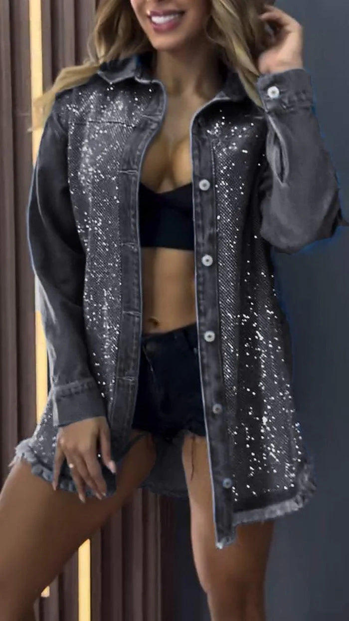 Damen Jeansjacke mit funkelnden Details und modernem Schnitt Heidi-Mode
