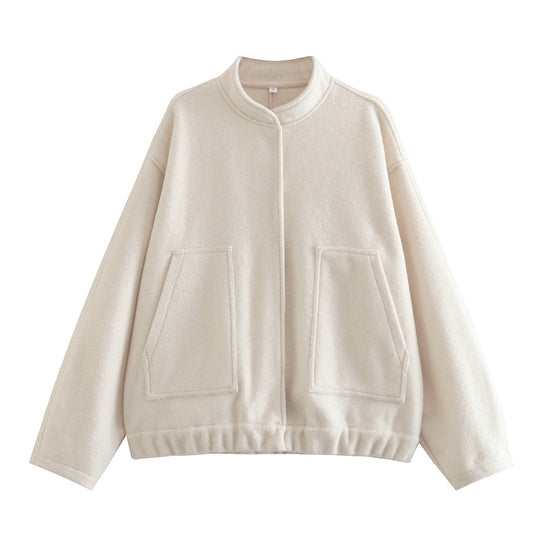 Damen Oversized Wolljacke im schlichten Design Heidi-Mode