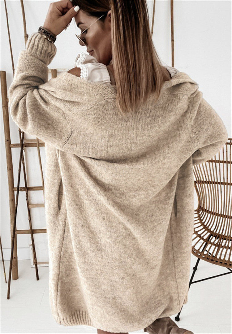 Damen Oversized Strickmantel mit lässigem V-Ausschnitt und luftiger Maschenstruktur Heidi-Mode