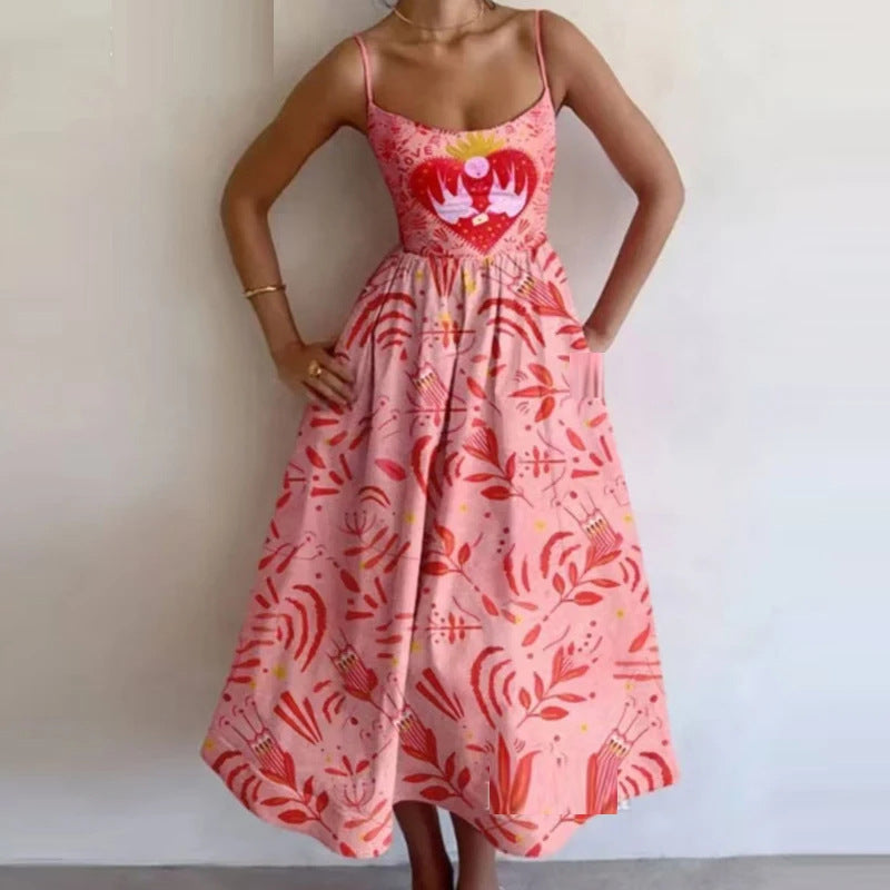 Heidi Mode | Einfarbiges Kleid mit U-Ausschnitt und Strapsen