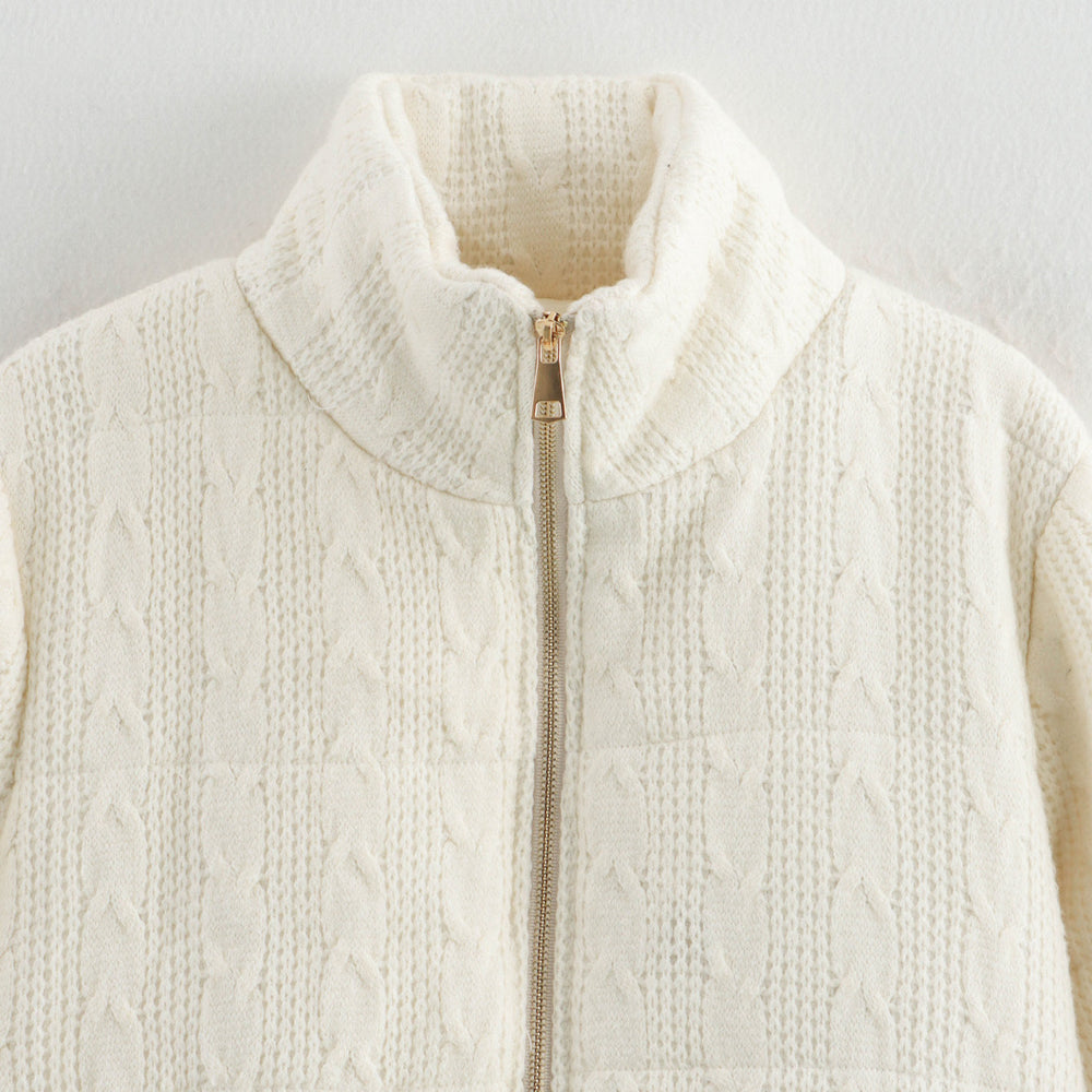 Damen warme Kapuzenjacke aus Strukturstrick Heidi-Mode
