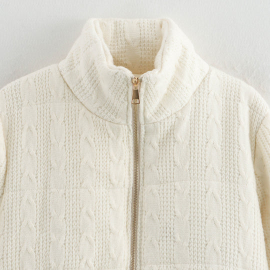 Damen warme Kapuzenjacke aus Strukturstrick Heidi-Mode