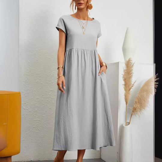 Damen Maxikleid aus leichtem, luftdurchlässigem Stoff Heidi-Mode