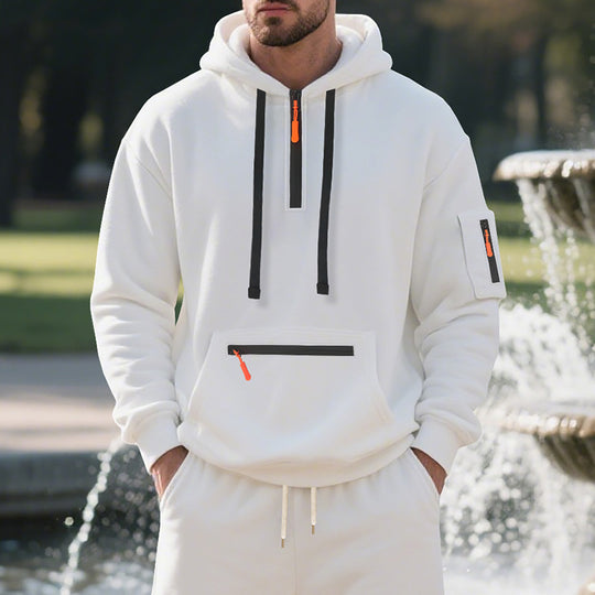 Herren funktionaler Kapuzenpullover mit Reißverschluss und seitlichen Taschen Heidi-Mode
