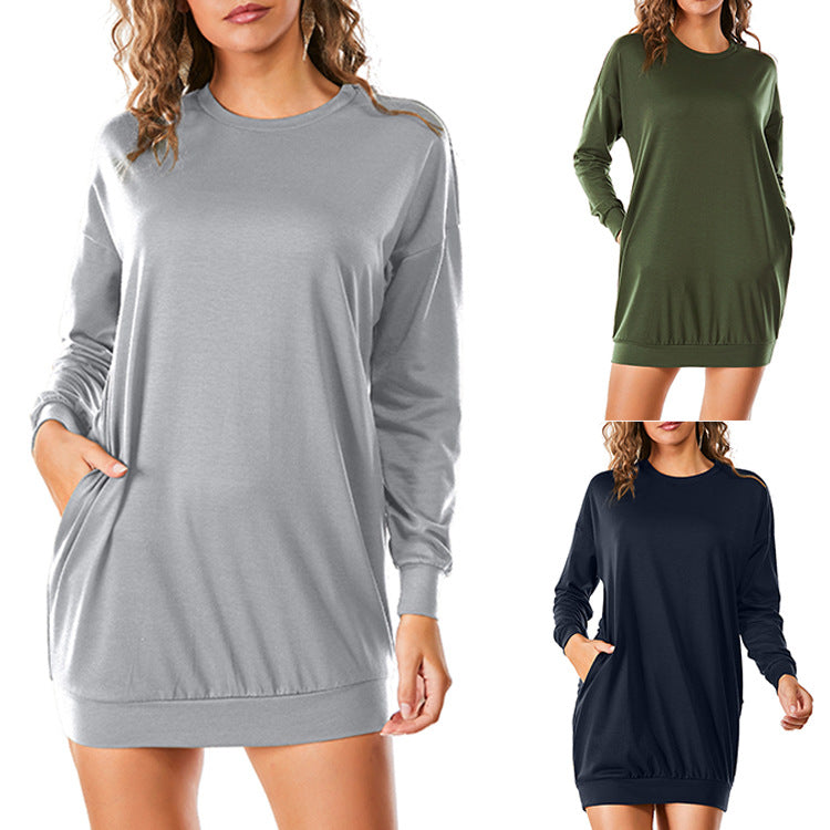 Damen Sweatkleid mit praktischen Taschen und lässigem Schnitt Heidi-Mode