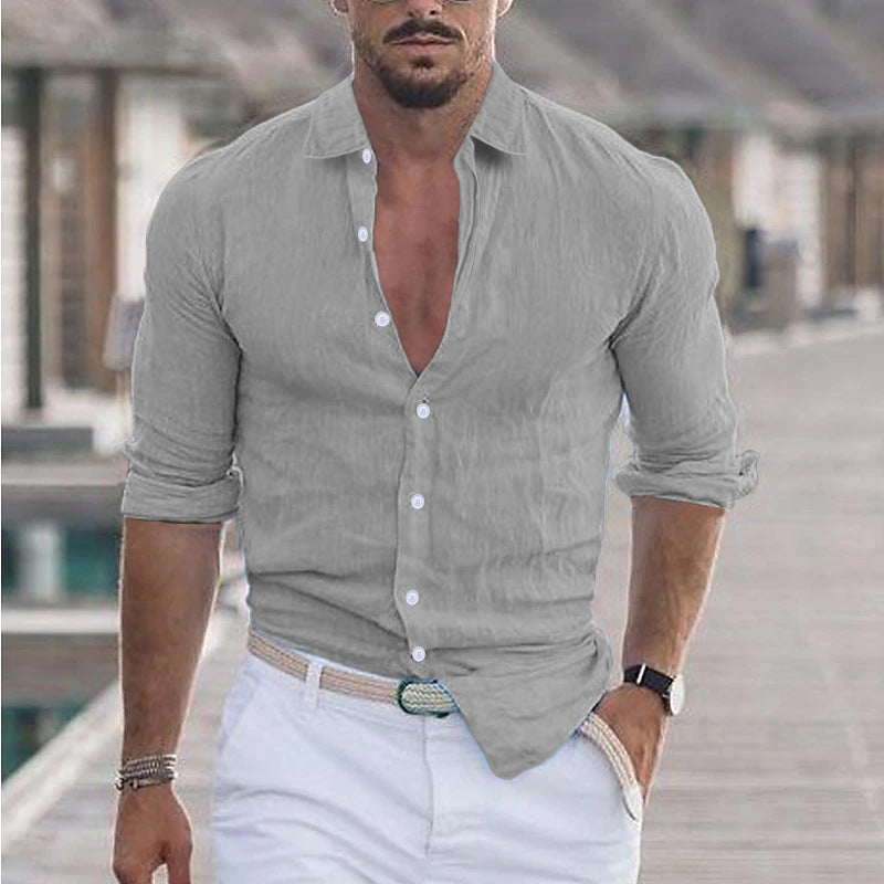 Herren Premium Leinenhemd mit modernem Slim-Fit Schnitt und hautfreundlicher Textur Heidi-Mode