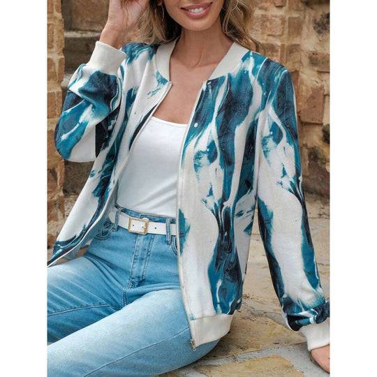 Damen Abstract Print Bomberjacke Heidi-Mode