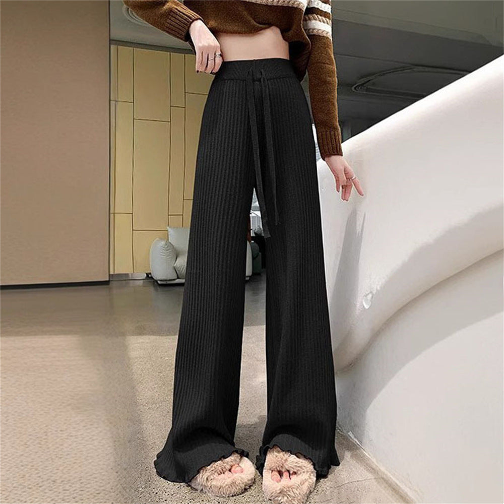 Damen Fließende Strickhose mit weichem Material und elegantem Saum Heidi-Mode