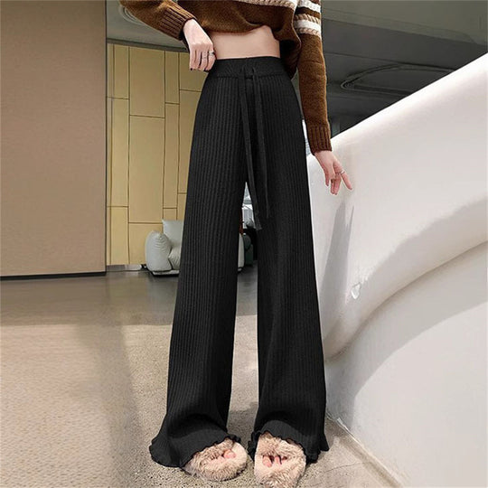 Damen Fließende Strickhose mit weichem Material und elegantem Saum Heidi-Mode