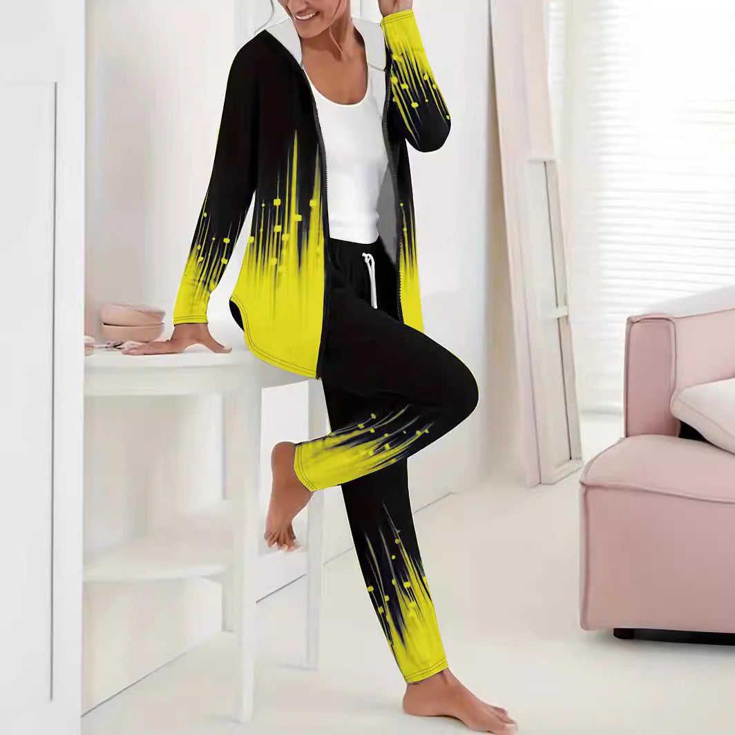 Damen Sportliches Lounge-Set mit modernem Farbverlauf und praktischer Kapuze Heidi-Mode