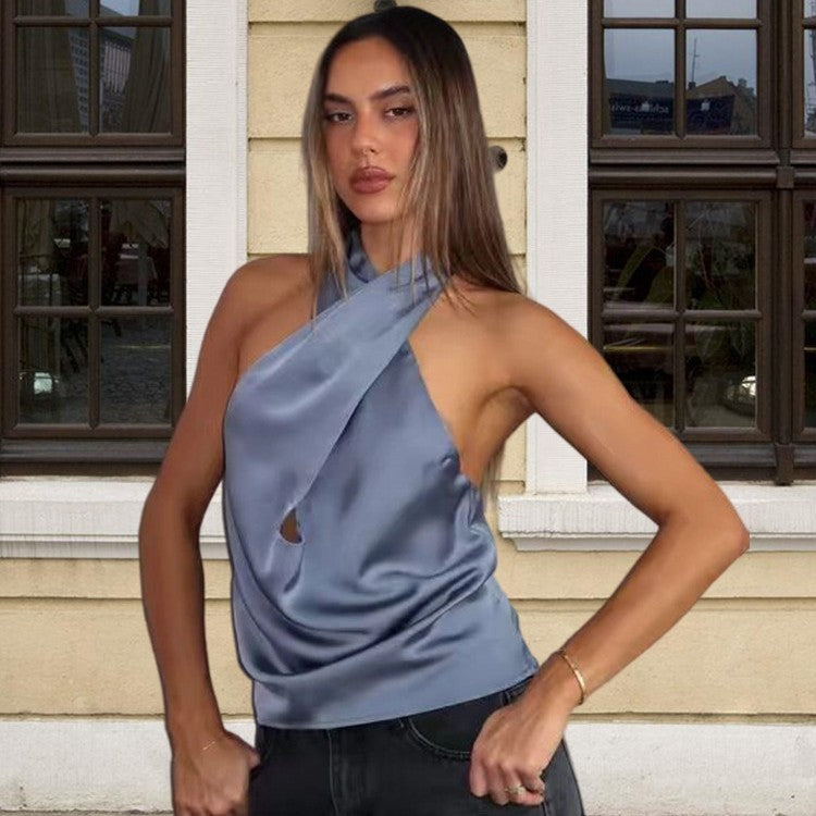Damen Elegantes Chiffon-Oberteil mit asymmetrischem Schnitt Heidi-Mode