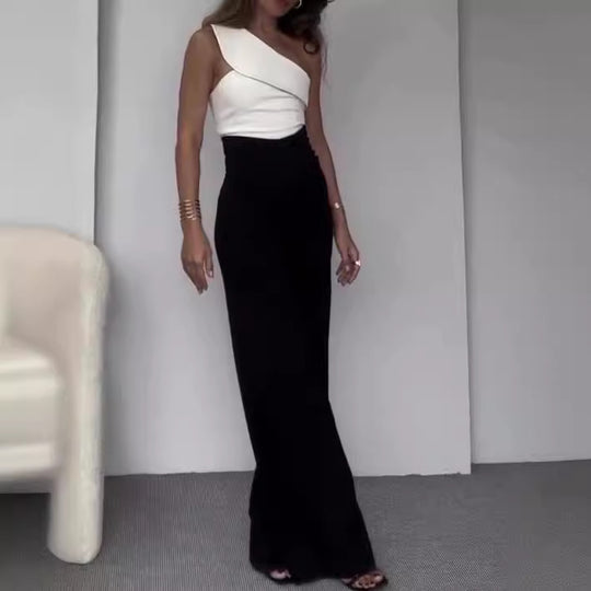 Damen Eleganter Jumpsuit mit asymmetrischem Schnitt und weitem Bein Heidi-Mode