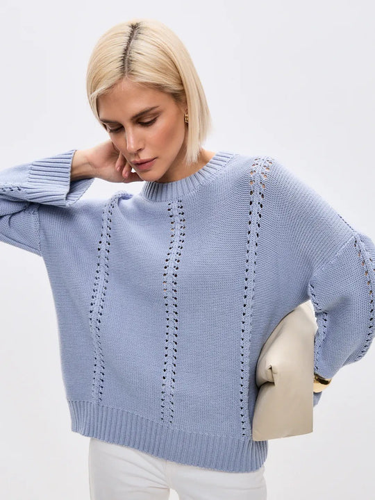 Damen Übergroßer Strickpullover mit luftiger Struktur und besonderen Details Heidi-Mode