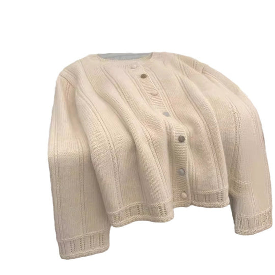 Damen Grobstrick-Cardigan mit geschmackvollem Knopfverschluss und weiten Ärmeln Heidi-Mode