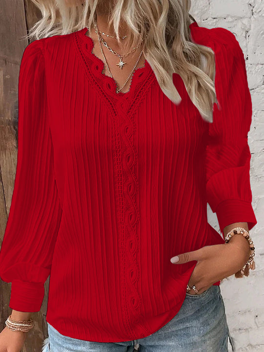 Damen Elegante Bluse mit strukturiertem Muster und Rüschen Heidi-Mode