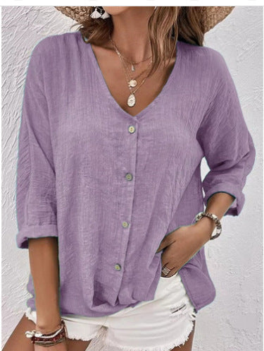 Damen Leichtes Viskosebluse mit Knopfleiste Heidi-Mode