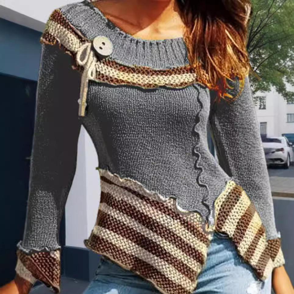 Damen Strickpullover mit kunstvollem Design und eleganten Details Heidi-Mode