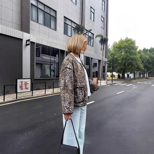 Damen attraktive Jacke im angesagten Leopardenmuster Heidi-Mode