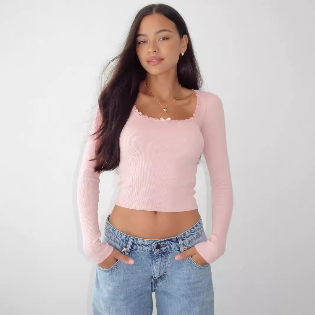 Damen Langarmshirt mit eleganter Rüsche und körpernaher Passform Heidi-Mode