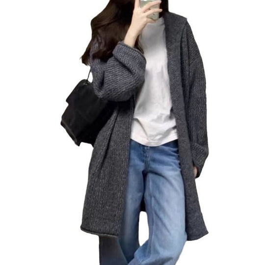 Damen Grobstrick Cardigan mit offenem Schnitt und lässigem Design Heidi-Mode