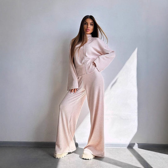 Damen Bequemer Sweat-Loungewear-Anzug mit weitem Schnitt und hohen Ärmeln Heidi-Mode