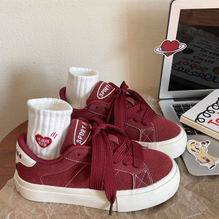 Damen sportive Sneakers mit dicker Sohle und atmungsaktiver Obermaterialkombination Heidi-Mode