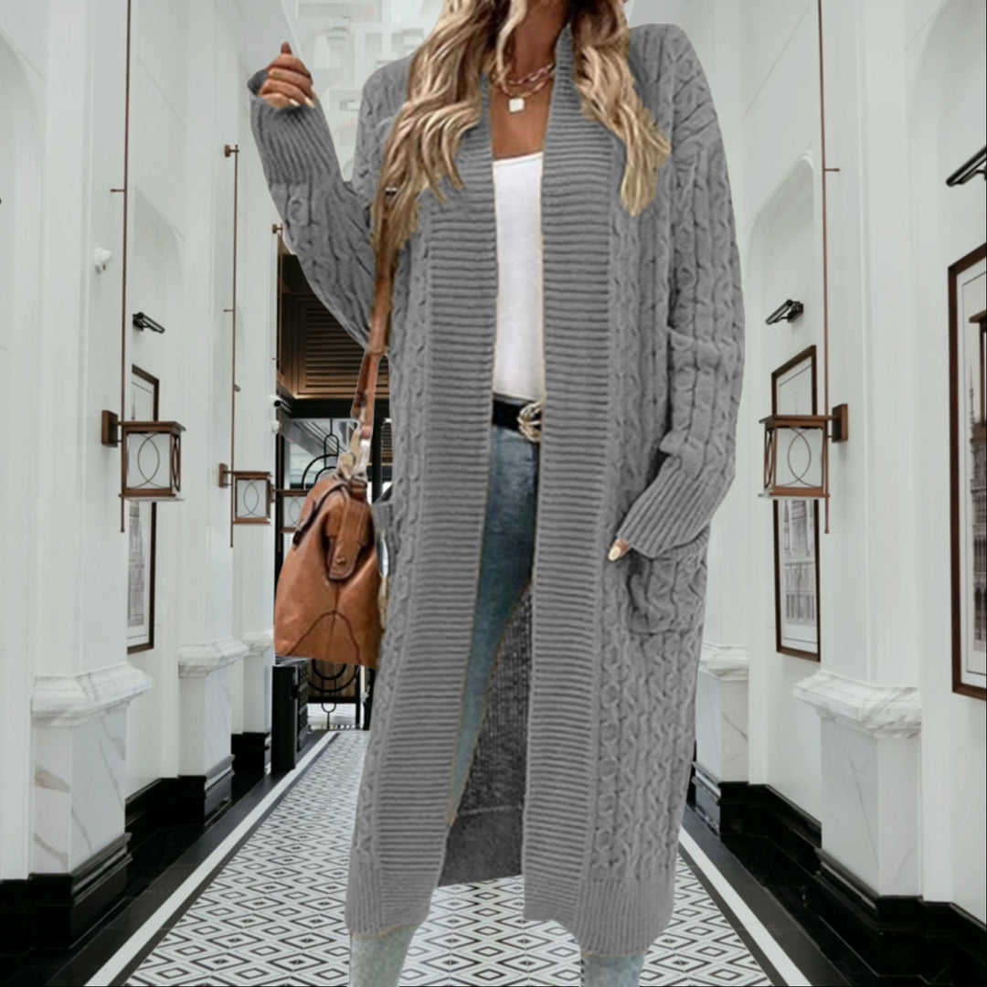 Damen Strickmantel mit Kabelmuster Heidi-Mode