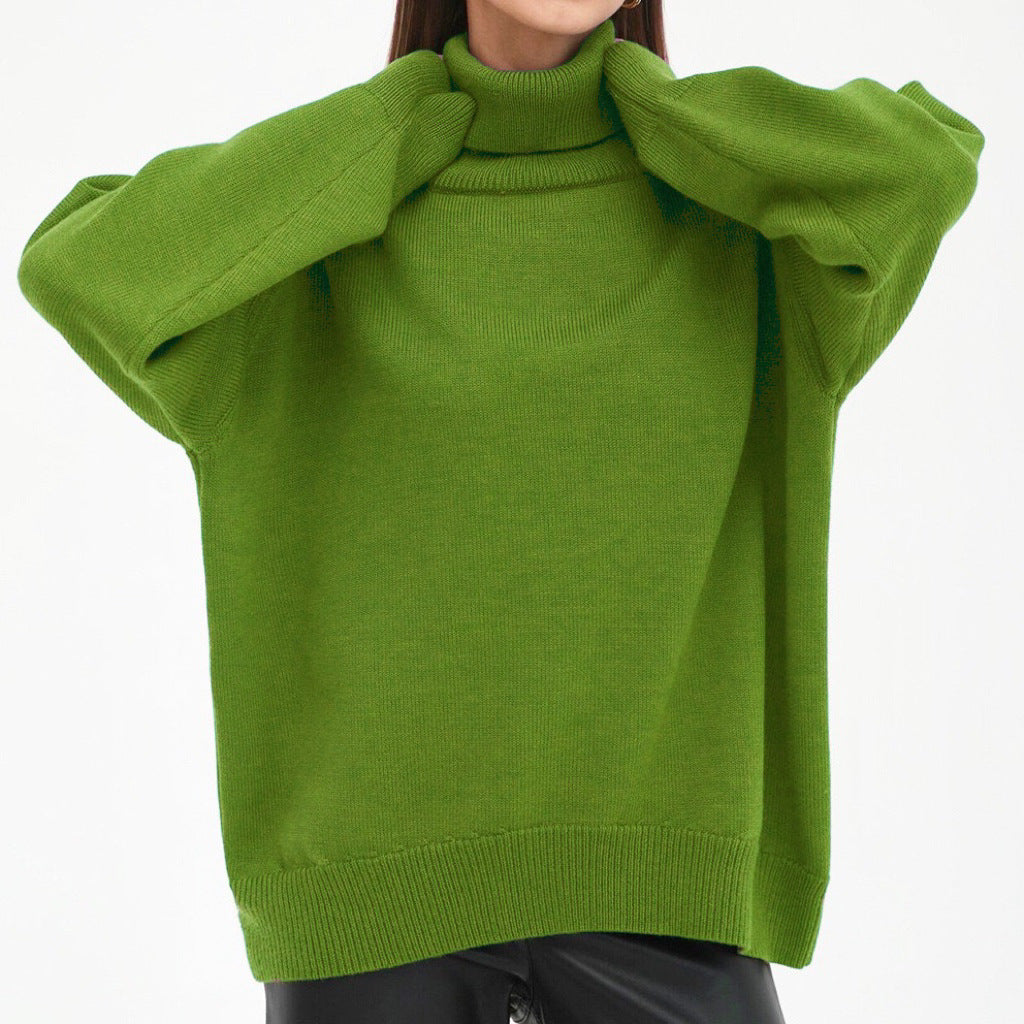 Damen Oversized Rollkragenpullover mit Rippstruktur Heidi-Mode