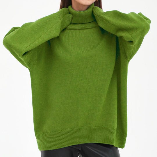 Damen Oversized Rollkragenpullover mit Rippstruktur Heidi-Mode