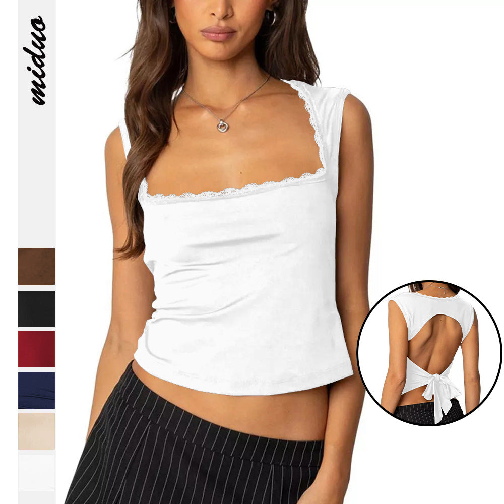 Damen Tops mit Spitzendetails und figurbetontem Schnitt Heidi-Mode