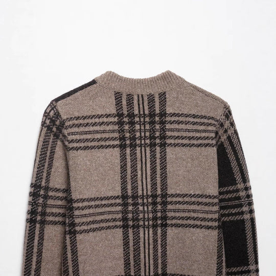 Damen Chicer Karoknopf-Pullover Heidi-Mode